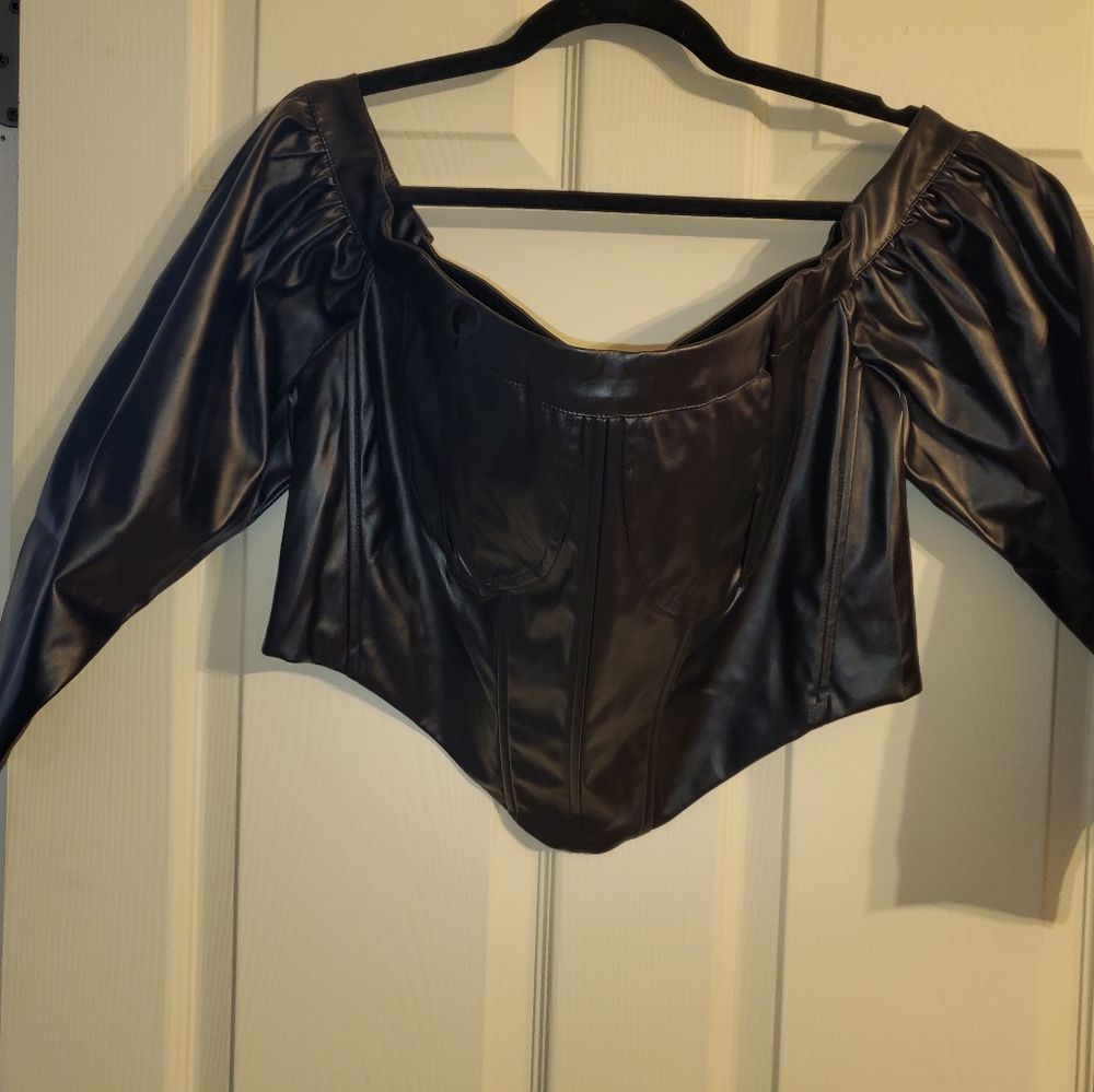 NWT vinyl off shoulder top